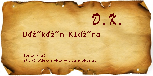 Dékán Klára névjegykártya
